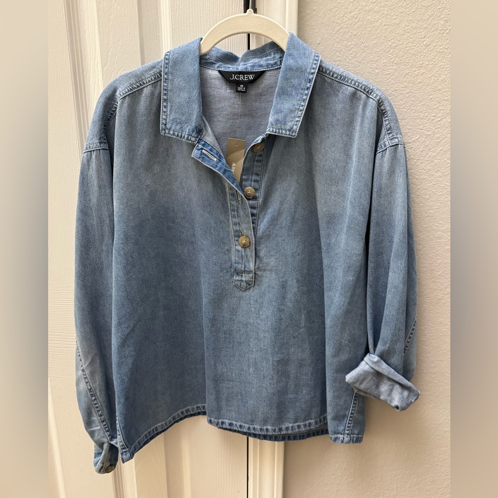 NWT J.CREW CHAMBRAY TOP XS